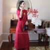 Áo dài thiệt ke đỏ kem cài hoa kiotviet 80d7b128cb8937ac4f8753fedb476229