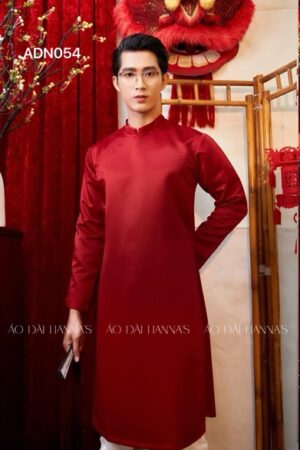 Áo dài nam đỏ trơn cao cấp
