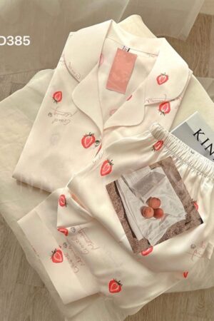 Lụa tay ngắn quần dài dâu hồng