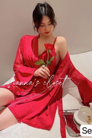 set choàng đỏ viền trắng