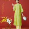 Áo dài lụa hà đông xanh cốm viền vàng kiotviet 9df4ae7ea1d719218852174322952b70