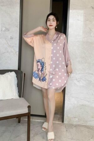 Chấm bi nền hồng nude