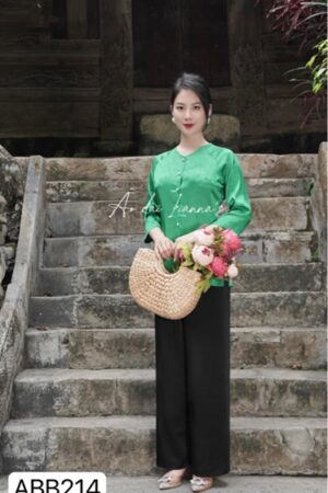 Áo bà ba gấm hoa xanh lá cây p kiotviet a2d99de58a2dd5fc7ad3efd5fd9889b9