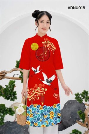 Áo dài nữ đỏ tết _ gấm cặp_nữ