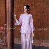 Áo bà ba lụa tằm tím