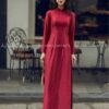 Áo dài truyền thống đỏ đô hoa nhí viền cổ kiotviet a69fd8592f655e9d77c9fa87f42f68d2