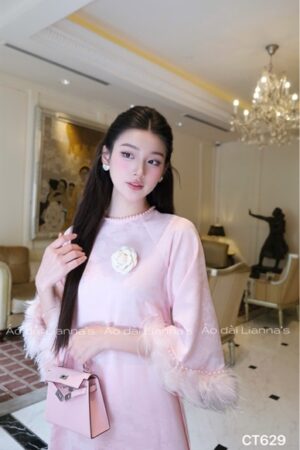 Áo dài suong Hồng tay long vũ kết cờm cổ va tay kiotviet adf37fec8cc2fa3c2c483aa0510ceb0f