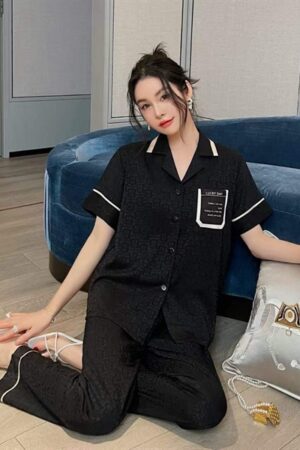 set lua 3 mon tay ngắn quần dài đen viền cổ be kiotviet b052263cc3751fc266c923f7a4022a3d