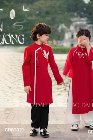 AD bé gái nhung tằm đỏ thiết kế thêu chim phối tay voan kiotviet b2957e55d71dd7128648ea187cef2d14