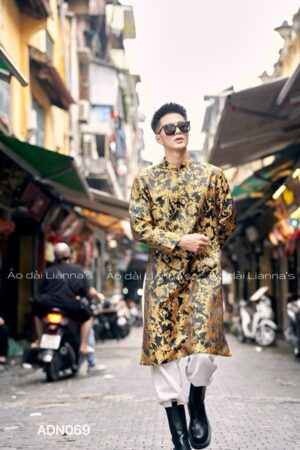 Áo dài gấm nam đen hoa tiết gold kiotviet b3d9f17fbe92d05ea87249e6b634ffc8
