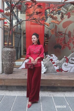 Áo bà ba tafta đỏ kết hoa kiotviet b5158495cb4a7345563d1508f6e97709