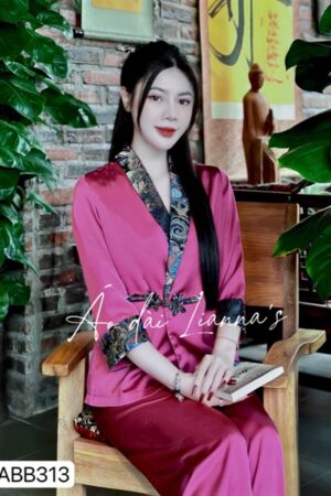 Set đi lễ cổ chéo gấm (Hồng )