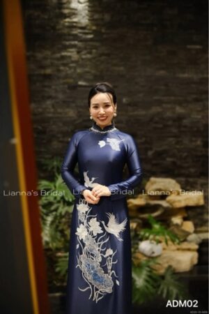 Áo dài mẹ cao cấp thêu sen xanh dương kiotviet b8304a918e38eacaf205971f1b1baf46