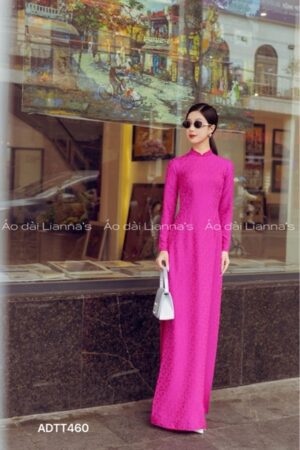 Áo dài truyền thống Hồng sen hoa nhí