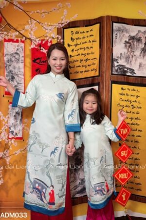 Áo dài bé gái gia đình xanh kiotviet cfbb097376f8da81e8b15972228c775c