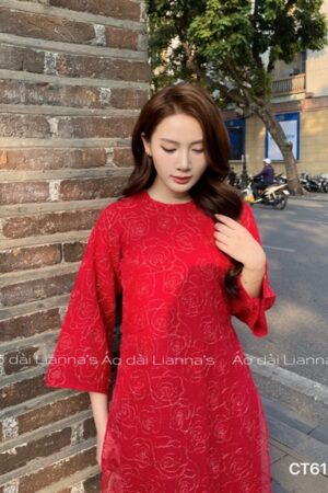 Áo dài suong hoa Hồng màu đỏ kiotviet d4512a81f02bdf14ba838b2f4977844a