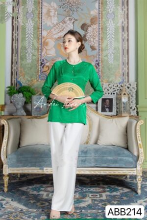 Áo bà ba gấm hoa xanh lá cây p kiotviet eb89e85690fc6d473990efd38dca6bf5