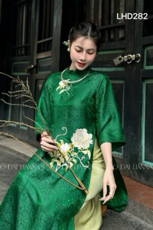 AD lụa hà đông xanh lá thêu hoa ẫu đơn kiotviet eef2e21359eb7730659ff7379b728973
