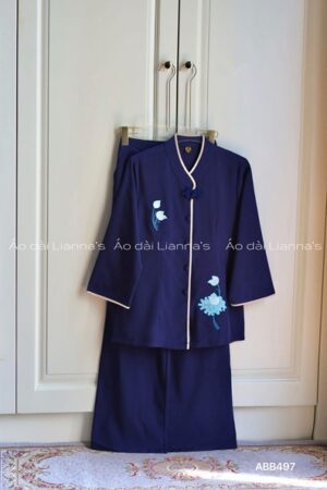 Set pháp phục xanh dương đậm cài khuy