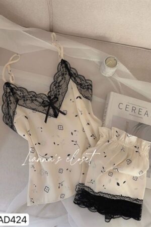 Set 2 dây màu be hoa lá phối ren