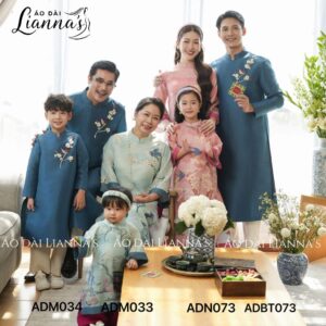 set áo dài gia đình sẵn tại Mỹ