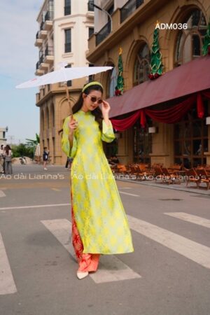 Ao dai gấm thọ xanh cốm quan gấm cam kiotviet 0a9b21da7cba30ec594c24386f52315f