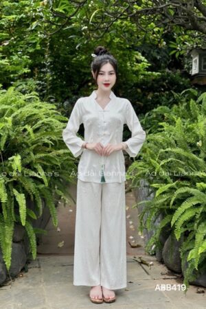 Áo ba ba gấm tơ hoa cúc trắng gài khuy nơ kiotviet 18271bdd7771f528e1e1433495b38692
