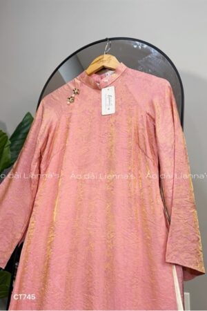 Áo dài ánh kim Hồng đỗ có cổ kiotviet 1b0bf4e56444833d5348b8fe4d6936d1