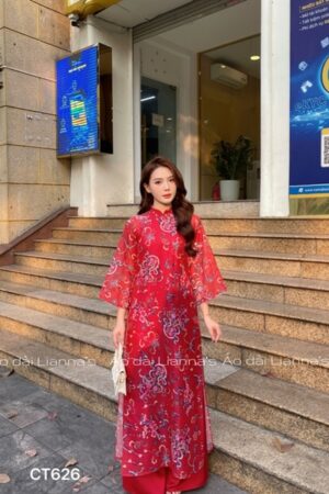 Áo dài đỏ suông họa tiết kiotviet 218f8f9d818c404b1bd36c4f929ee56c