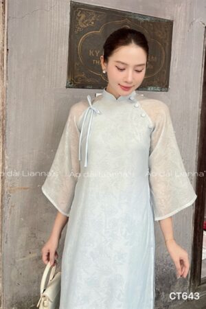 Áo dài cách tan suông tơ hoa xanh kiotviet 2793049716cc8cbdcb485c5d3df0ff51