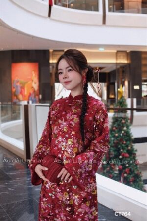 Áo dài kim sa đỏ