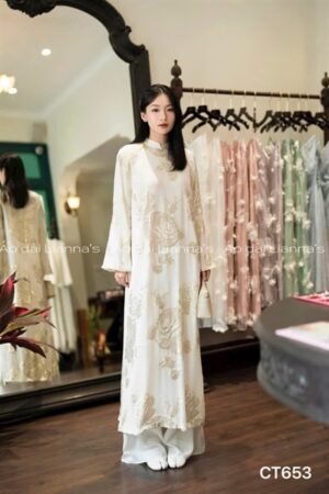 Áo dài kem form suông lá gold kiotviet 3923e13aefb51a88813bb3f6072ca4d2
