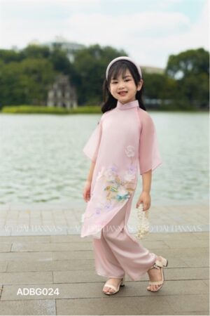 áo dài bé gái hong ket hoa