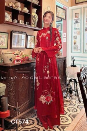 Áo dài cách tan xéo xọ đỏ thêu hoa kiotviet 4f114a182534ff4a1936fc007dcb9fb7