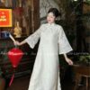 Ao dai cách tan hoa in chìm màu kem sữa kiotviet 52c46d9a72ddeb9f9e9bf49dd924e5a4