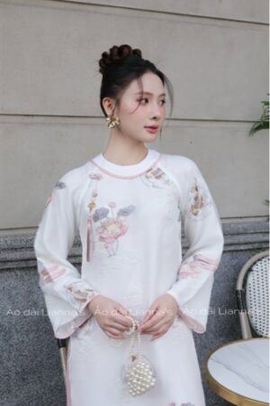 Áo dài cách tan trắng suong cá chép hoa sen kiotviet 5328e6d9957c7d912e53fa1d11a8a30d