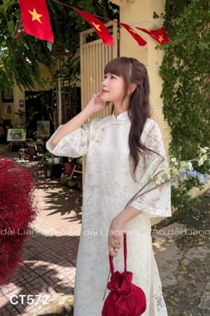 Ao dai cách tan hoa in chìm màu kem sữa kiotviet 55eebd7df4fabedef2a5bbca1c468901