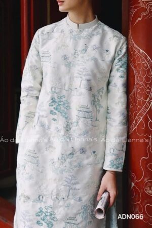 Áo dài nam trắng thêu phong cảnh kiotviet 60214bfa32dabc5f7afdc968a5e9ec29