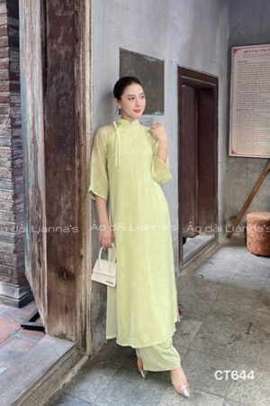 Ao dai suông tơ hoa xanh cốm kiotviet 6234bdb125b69c4dda3cee764505969e