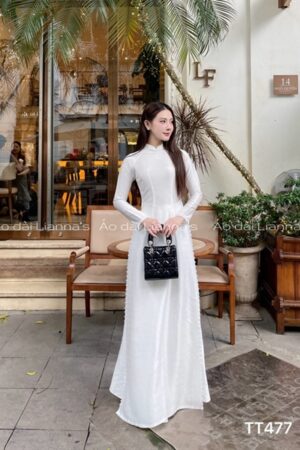 Ao dai trắng truyền thống kết pearl kiotviet 754a8268680f9611fe2bb6efcb60dc4b