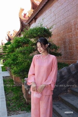 Áo bà ba lụa tằm hồng