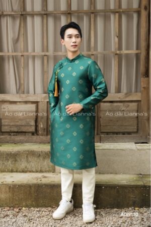 Áo dài nam Tết xanh