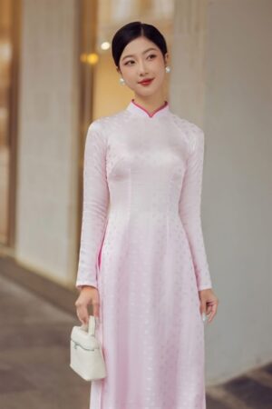 Áo dài truyền thống hồng phấn viền cổ hông sen kiotviet 79c2f733eb2adeebe3c98fdbd668d4cb