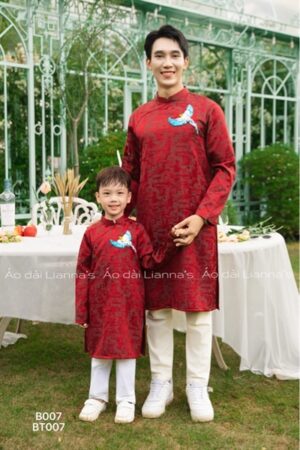Áo dài bé trai đỏ theu chim kiotviet 7a5fa50c0154feceb002579b03c67877