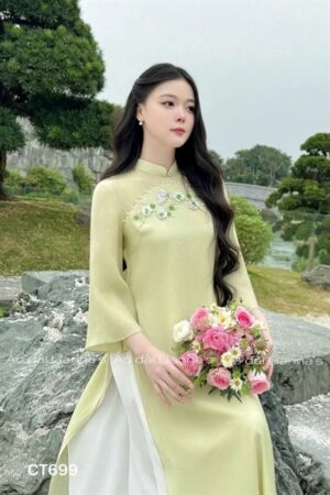 Áo dài suông xanh cốm kết hoa kiotviet 87c12e918c4c0829c1a61c086fe8f946