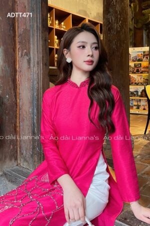 Áo dài Hồng sen hoa sen đính kết pha Lê kiotviet 9830268a6eba409f91bd8891fb123084