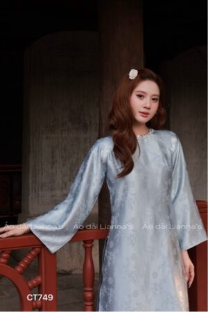 Áo dài suông lá trúc xanh