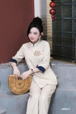 Set bà ba- pháp phục kem thêu sen kiotviet 9c9a9b58b031a9be4eed519743243067