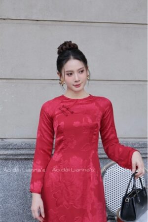Áo dài cách tan tơ hoa đỏ kiotviet 9e3bd03b247a60201d940b2d22c297a6