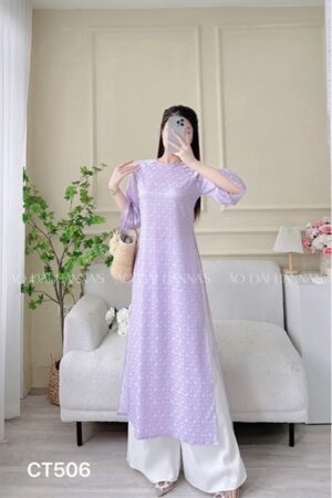 AD suông tím hoạ tiết chuồng chuồng